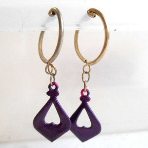 Heart dangle non pierced teardrop fake Earrings